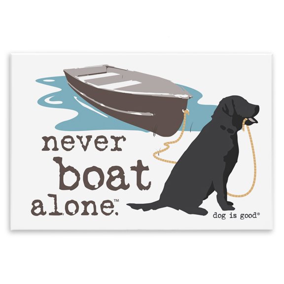 Stupell Industries Never Boat Alone Dog Animals Painting Unframed Art Print Wall Art, 15 x 10