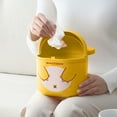 thumbnail image 2 of Cute Face Trash Can with Design, Mini Waste Bin for Desk & Tabletop, Small White Plastic Garbage Pail with Lid for Office, Bedroom, Bathroom​​ Yellow, 2 of 6