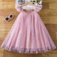 thumbnail image 4 of SONXAHE Big Girl's Dress Puff Short Sleeve Sequins Tulle A Line Dresses Summer Flowy Mesh Princess Dress Pink, 4 of 8