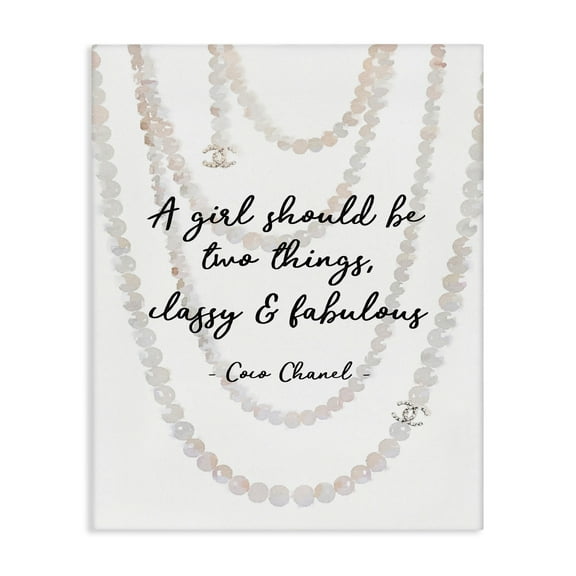 The Stupell Home Decor Classy and Fabulous Fashion Quote with Pearls Canvas Wall Art