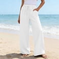 thumbnail image 5 of BUIGTTKLOP Palazzo Pants for Women Drawstring High Waisted Lounge Pants Straight Wide Leg Loose Fitted Summer Beach Trousers, 5 of 6