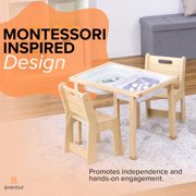 Avenlur Cordia Kids Table and Chair Set - Montessori-Inspired Kids Workbench - with Two Chairs, Two Collapsible Bucket Inserts, and Chalkboard - Baby Activity Table