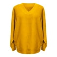 thumbnail image 3 of Gkeoshab Womens Sweatshirt Women's Oversized V-Neck Sweater in Lightweight Acrylic Blend, Casual Long Sleeve Pullover with Draped Fit for Effortlessly Chic Everyday Comfort and Style Yellow S, 3 of 3