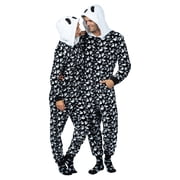 Holiday Matching Couples Costume Pajama Onesie With Socks and Mask, Ghost, Devil, and Skeleton, Black Ghost (Men), Size: S