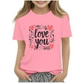 thumbnail image 2 of Spazoro Toddler Girls T-shirts, Casual Summer Love Mom Crewneck Short Sleeve Tops Pink Size 2-13T, 2 of 7