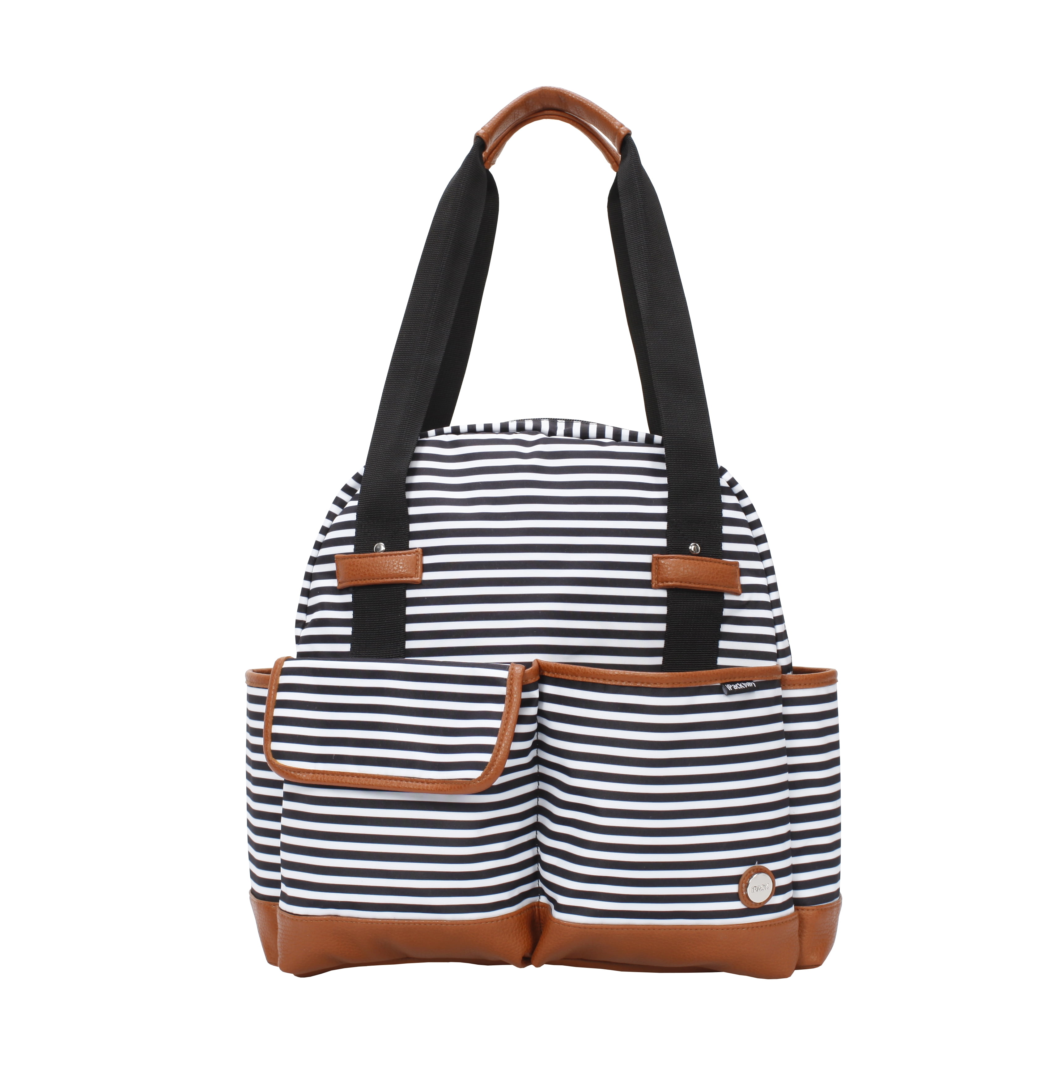 Black and white striped diaper bag sales