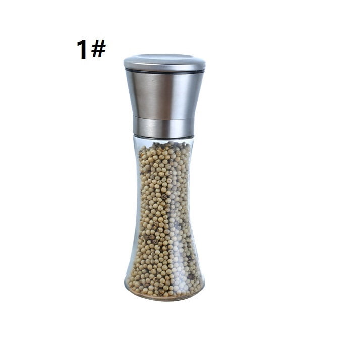 Household manual black pepper grinder stainless steel pepper grinder glass bottle spice storage