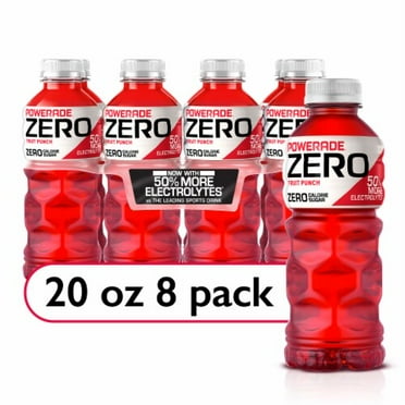 2X - Powerade Zero Sugar Red Fruit Punch Sports Drink Multipack Bottles 8 bottles / 20 fl oz