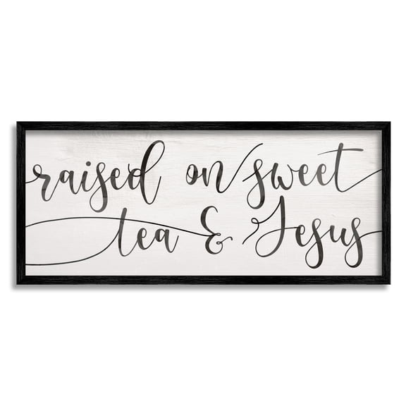 Stupell Home Décor Industries Raised on Sweet Tea & Jesus Southern Phrase, 10 x 24, Designed by Daphne Polselli