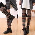 thumbnail image 3 of SPRING PARK Fashion Women Christmas Snow Print Winter Warm Long Leg Warmers Boot Footless Knee High Knit Crochet Socks, 3 of 5