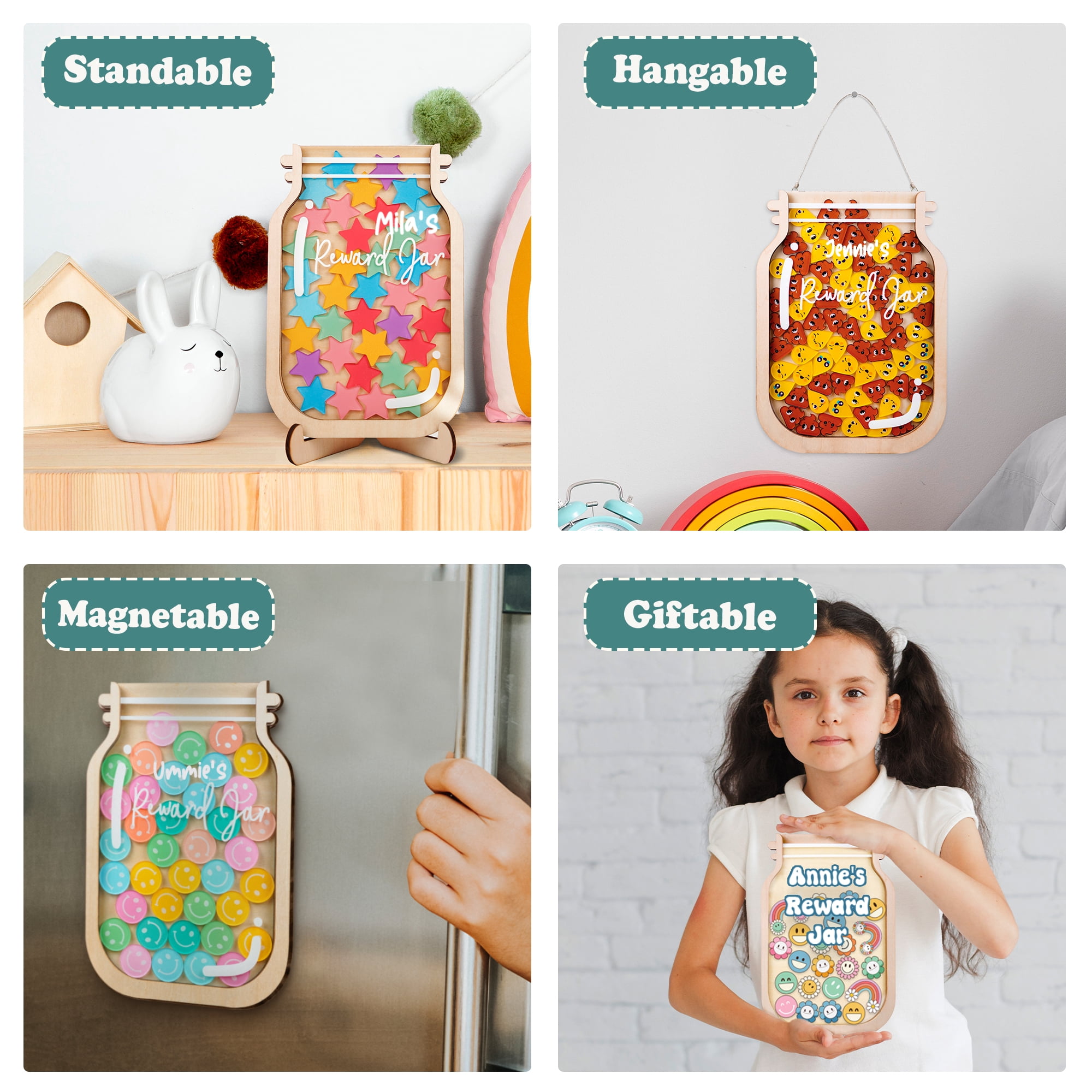 9" DIY 50 Tokens Magnetic Reward Jar with Bookmark Kids Potty Training Chore Chart Boys Girls Toddler Gifts for Classroom Teacher Good Behavior Management Tools Back to School