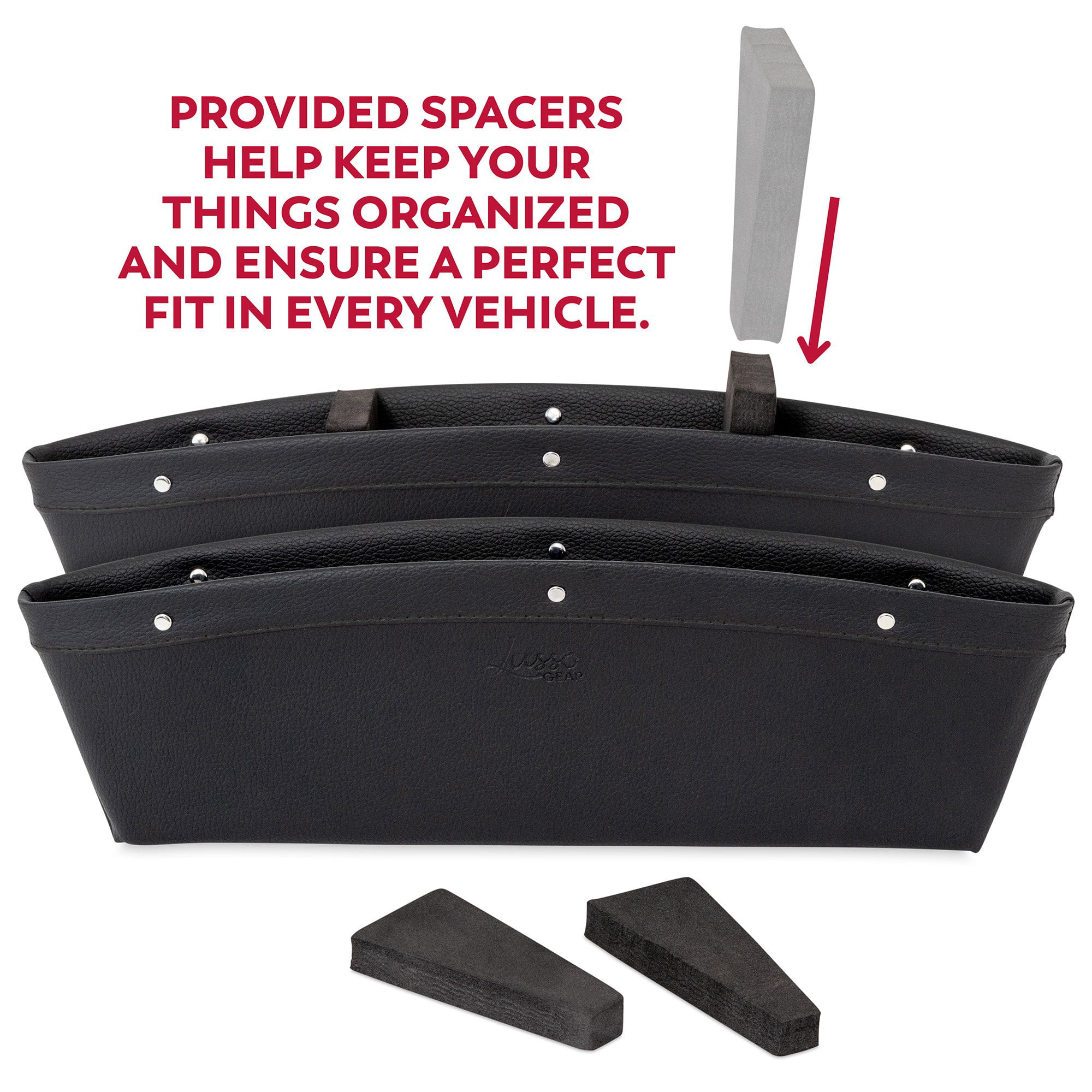 Lusso Gear Car Seat Gap Organiser 2 Pack, Vegan Leather Car Seat Gap Filler  Organiser with Universal Fit, Adjustable Gap Filler for Car for iPhone