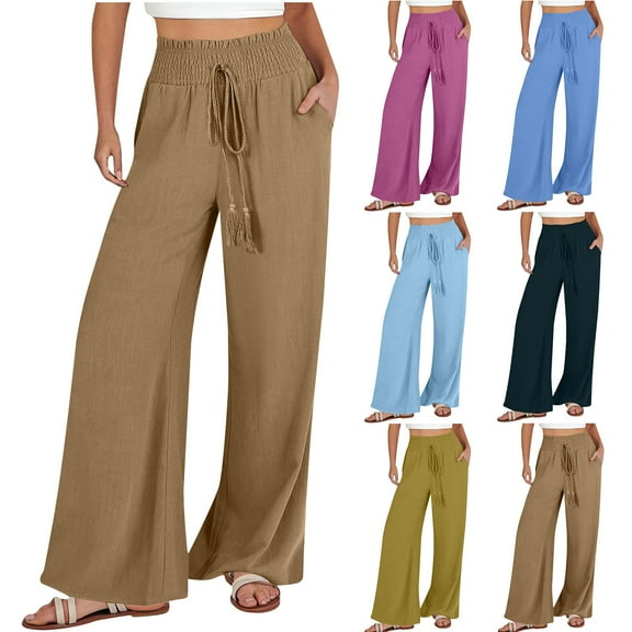 Itsame Comfortable Loose Pants for Womens Relaxed High Waisted Wide Leg Sweatpants Light Blue Size L