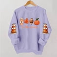 thumbnail image 2 of KEGIRLOM Oversized Halloween Thanksgiving Crewneck Sweatshirt, Pumpkin Fall Graphic Sleeve Print, Spooky Season Casual Outfit Purple Pullover, 2 of 5