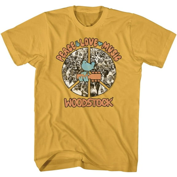 Woodstock Peace Love Music Ginger Adult T-Shirt