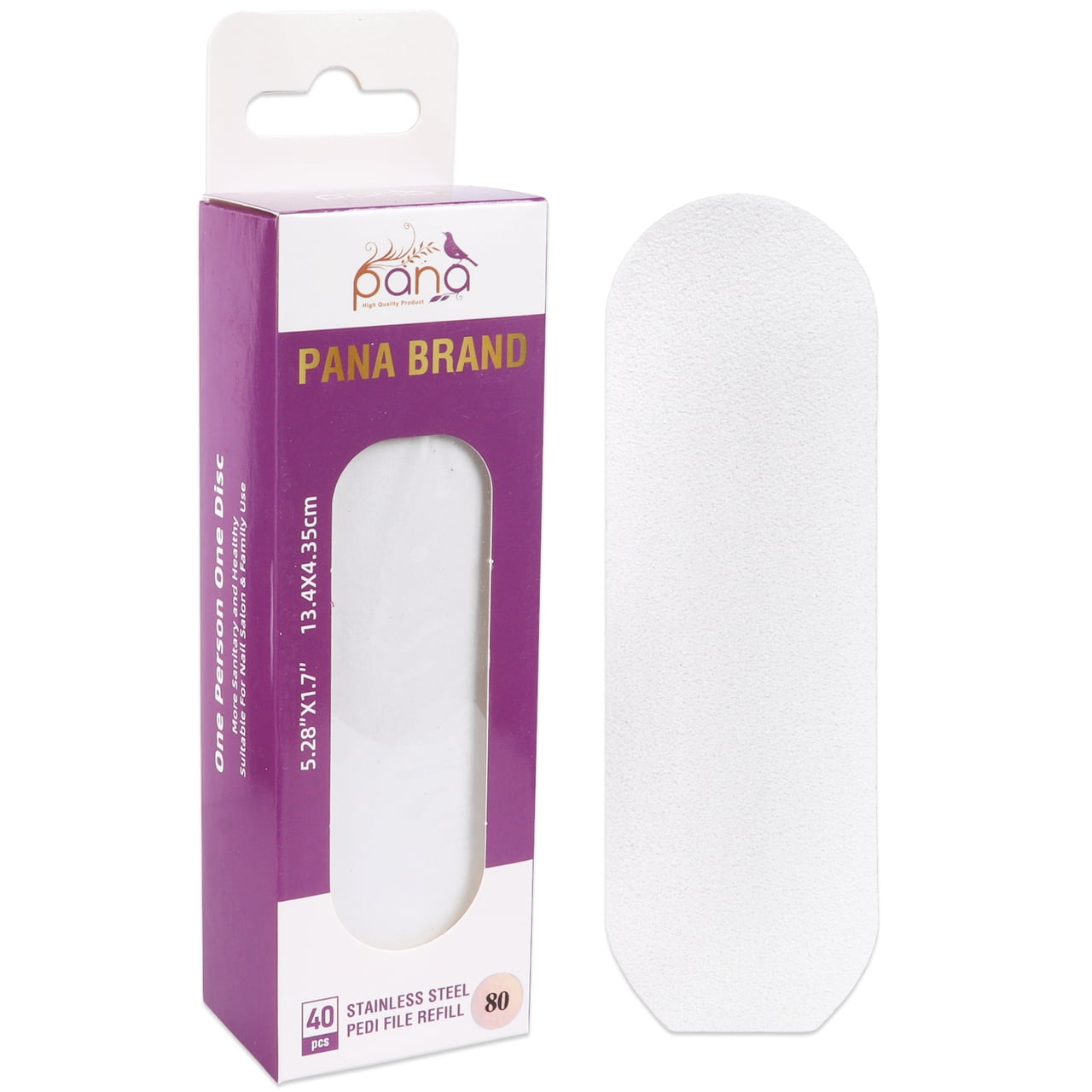 PANA 40 Pieces Large White Pedi File Refill for Stainless Steel Foot
