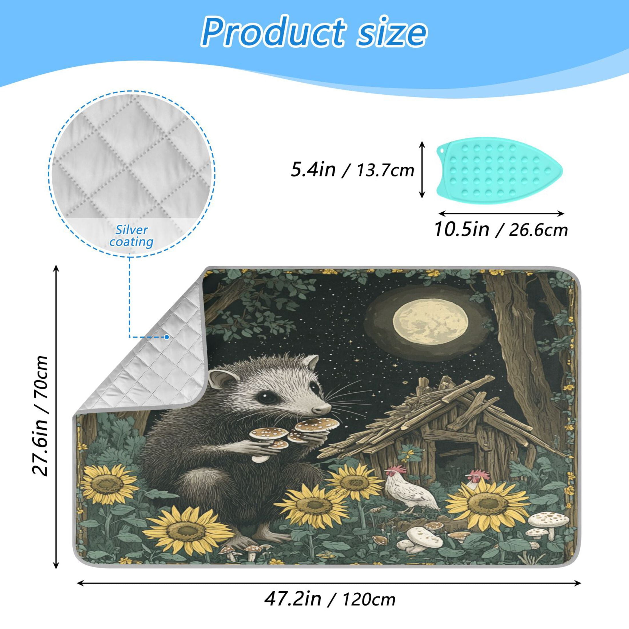 Wobogo Extra Large Possum Ironing Mat Blanket Quilted Washer Dryer Heat Resistant Pad Foldable for Easy Storage