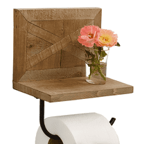Autumn Alley Farmhouse Toilet Paper Holder with Shelf - Stunning Barn Wood Farmhouse Bathroom Decor for Wall – Expertly Inlaid Wood with Matte Black Bar for Rustic Bathroom D?cor