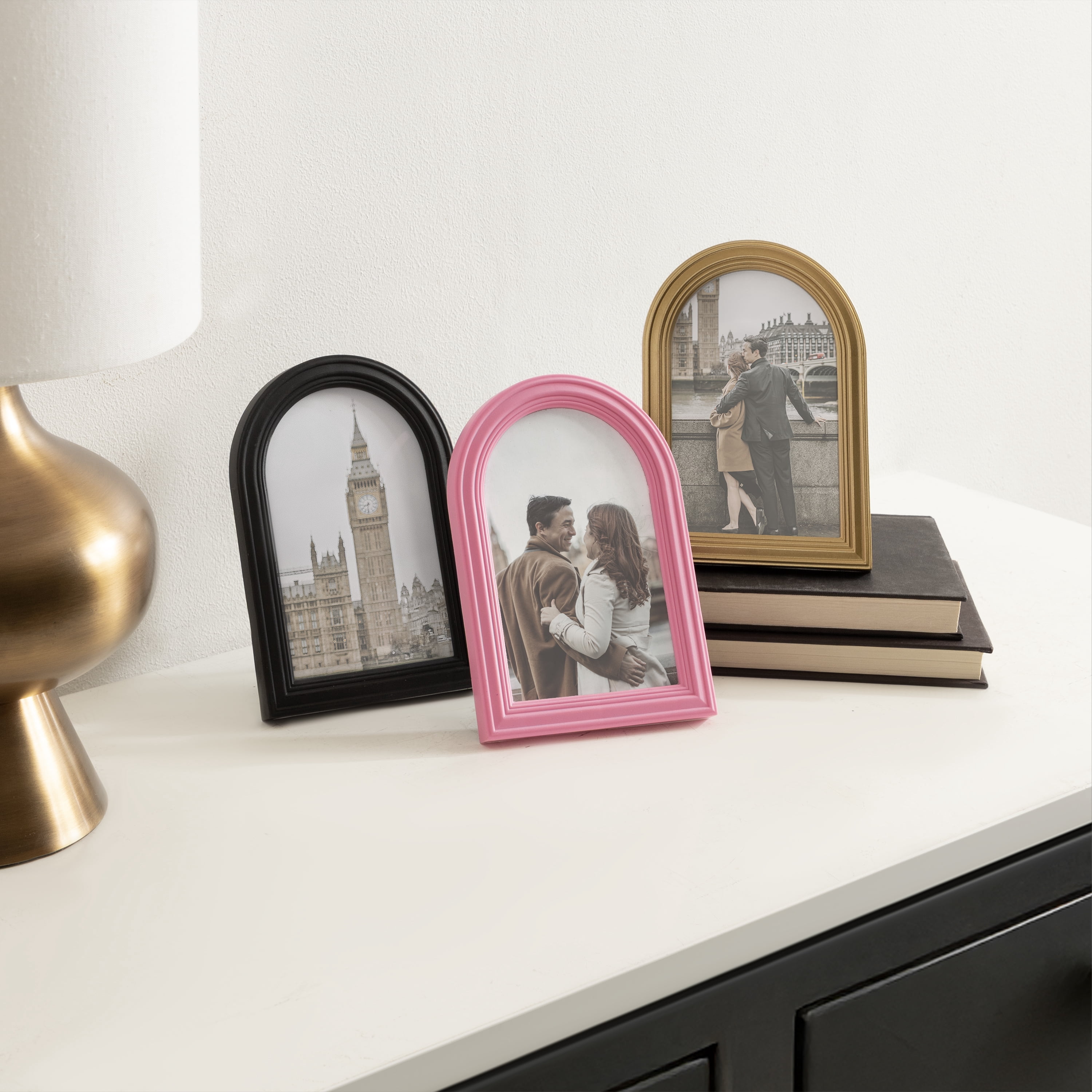 DesignOvation 4x6 Arch Pink Decorative Tabletop Picture Frame