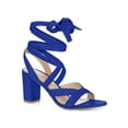 thumbnail image 1 of BLISSFUL STEP Sandales à Talon Bloc à Bout Ouvert à Brides Croisées à Lacets pour Femme Bleu Marine 9, 1 of 7
