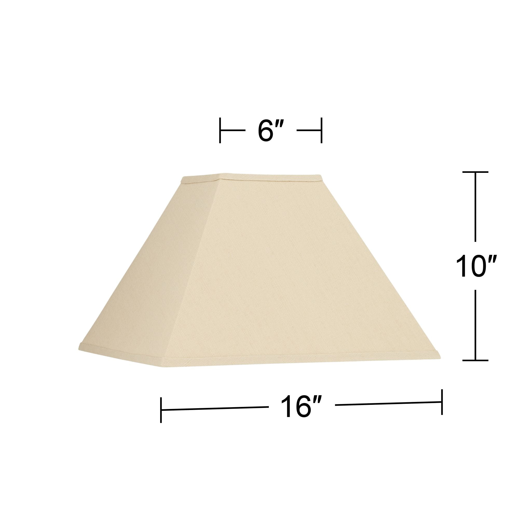 Springcrest Set of 2 Square Lamp Shades Neutral Beige Medium 6" Top x 16" Bottom x 10" High Spider Replacement Harp Finial Fitting