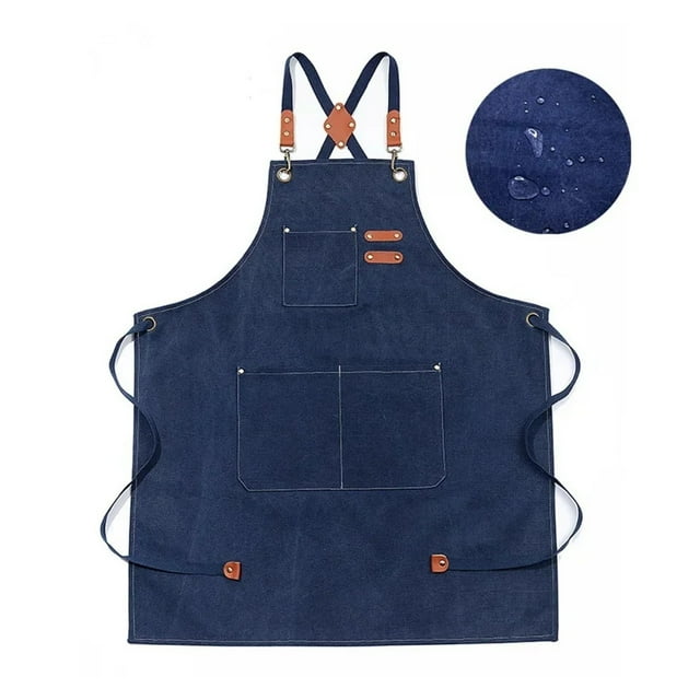 Aprons with Large Pockets, Cotton Canvas Cross Back Heavy Duty Adjustable Work Apron apron ,Easy to Use