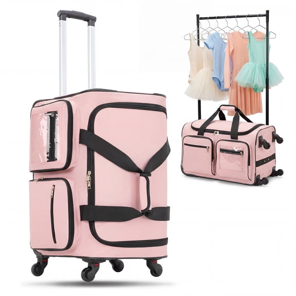 Fegat Dance Bag with Garment Rack,23" Newly Upgraded Rolling Dance Bag With 360° Detachable Wheels,Large Travel Dance Duffle Bag for Dancers Shows Livestreamer Athletes