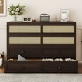 thumbnail image 6 of Queen Size Murphy Bed, Pine Wood Cabinet Bed with Rattan Decoration and Storage Drawer, Espresso, 6 of 9
