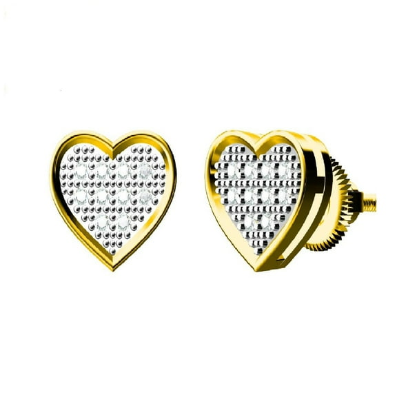 King of Bling's Aretes Para Hombre 925 Yellow Silver 0.05ct Round Diamond Women & Men Earrings