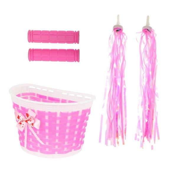 ifundom Kids Bike Basket with Streamers and Handlebar Covers, Plastic, Fits Most Children's and Accessories