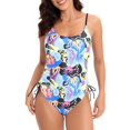 thumbnail image 1 of Fvwitlyh Ensemble Bikini pour Femmes Maillot de Bain Rétro Froncé Deux Pièces Tankini à Nouer sur le Côté, 1 of 4