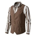 thumbnail image 4 of Work Vest For Men Qiggri Men Solid Fashion Retro Have Pockets Breasted Vest Tops Blouse Mens Suit Vest, 4 of 9