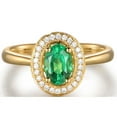 thumbnail image 2 of 1 Carat Emerald and Diamond Halo Engagement Ring in Yellow Gold, 2 of 4