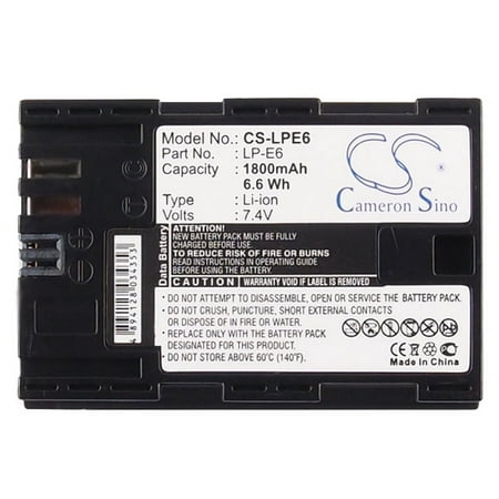 Image of Replacement Battery For Canon 7.4v 1800mAh/13.32Wh Camera Battery