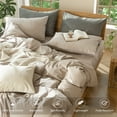 thumbnail image 4 of MooMee Duvet Cover Set Cal-King 100% Washed Cotton Linen Like Textured Breathable 3-Piece (Taupe, 104"x98"), 4 of 8