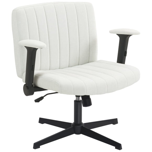 Beige Criss Cross Office Chair - Adjustable Height & Tilt, Velvet-Feel Seat, Stable Base for Home & Office, 28.7" Wide Task Chair