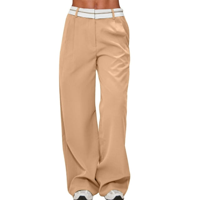 Timegard Womens Work Pants Plus Size High Waist Wide Leg Business Casual Loose Trousers with Pockets