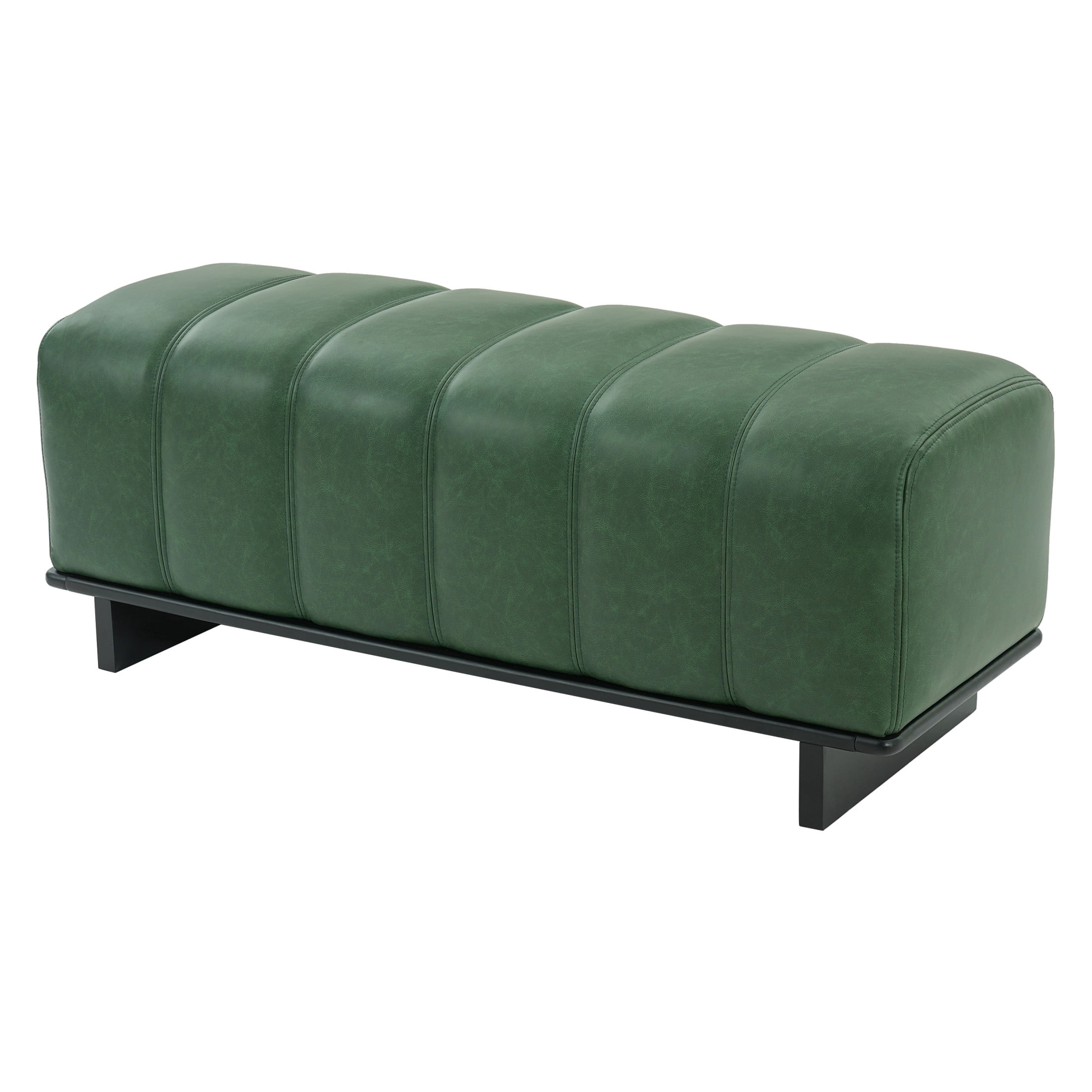Christopher Knight Home 49.1" Modern PU Leather Dining Bench with Rubberwood Legs, Green