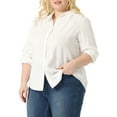 thumbnail image 4 of Agnes Orinda Women' s Plus Size Chiffon Shirt Long Sleeve Tops Button Down Collared Blouses 1X White, 4 of 6
