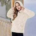 thumbnail image 4 of YunPes Girls Fleece Hoodies Bow Sherpa Fuzzy Pullover Sweatshirt Casual Kids Half Button Long Sleeve Winter Outwear Coat, 4 of 6