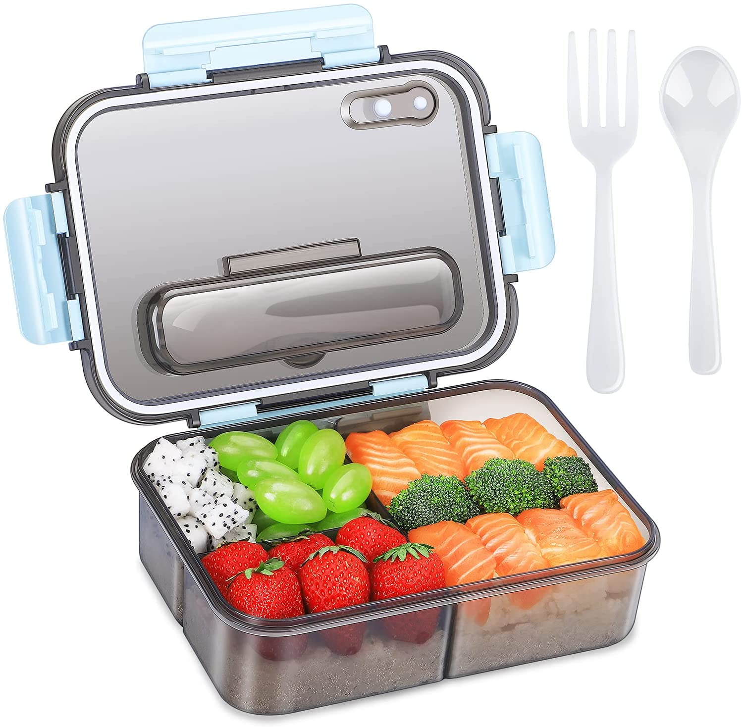 Lunch Box Plastic Containers 3-Compartment School Students Lunch Food Boxes 