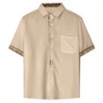thumbnail image 1 of Ramiter Shirt Men Men's Summer Short Sleeve Button Down Shirts Khaki,2XL, 1 of 7