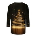 thumbnail image 3 of Uootdi Christmas Tree Christmas Shirts for Women 3/4 Sleeve Tunic Tops Glitter Xmas Classic Print Tshirt Crewneck Pullove Gift r Blouses Gifts, 3 of 5