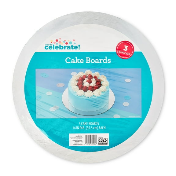 14" Silver Round Paper Cake Boards, 3 Count, by Way To Celebrate