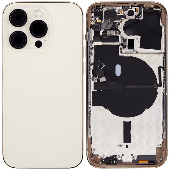 Replacement Back Housing W/ Small Installed Compatible For iPhone 14 Pro (US) (No Logo) (Aftermarket  ) (Gold)