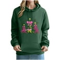 thumbnail image 2 of Women's Hoodies Christmas Tree Print Long Sleeves Pullover Hoodie Oversized Cozy Fall Winter Sweatshirt with Kangaroo Pocket, 2 of 4