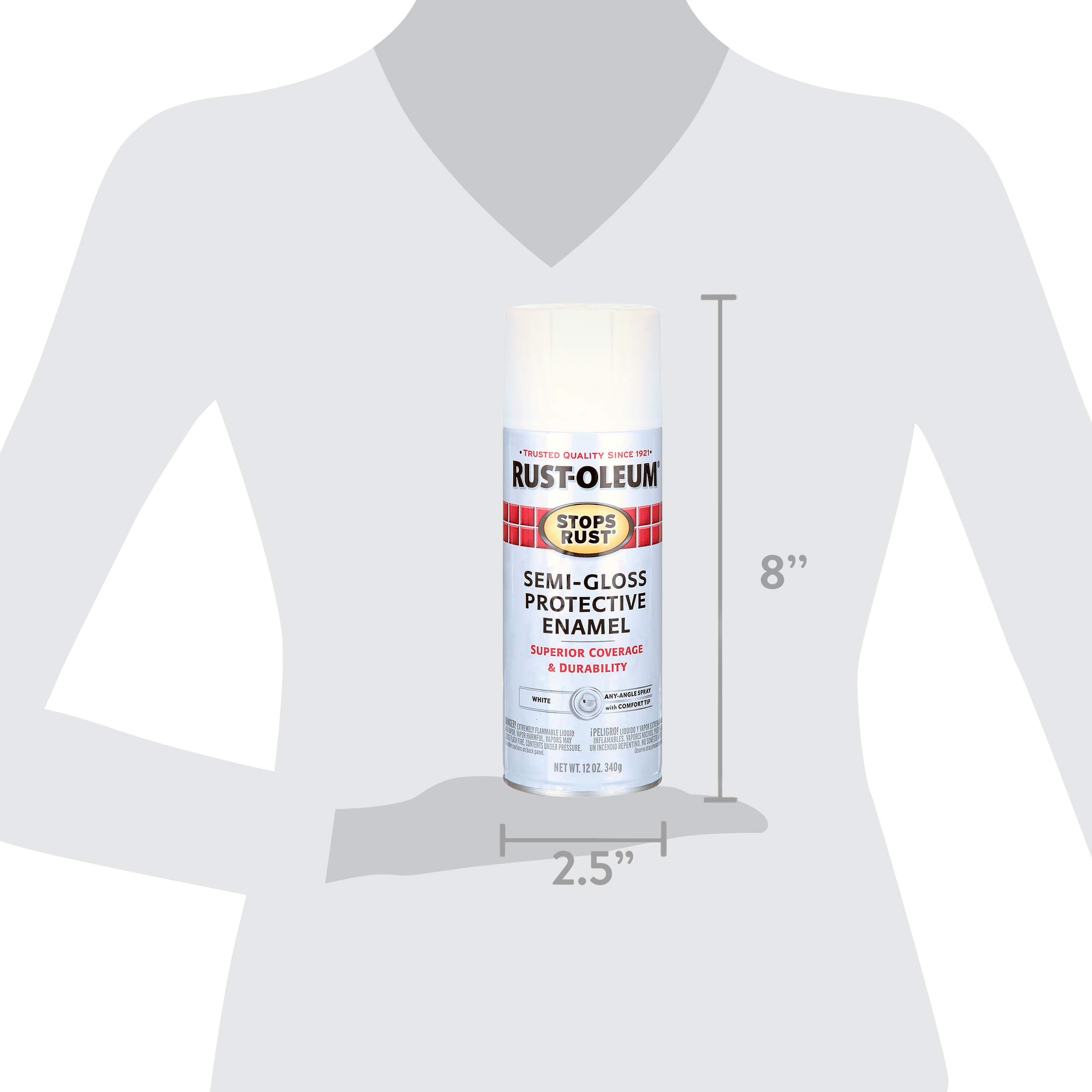 White, Rust-Oleum Stops Rust Protective Enamel Semi-Gloss Spray Paint-7797830, 12 oz