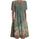 thumbnail image 2 of ICHUANYI Clearance Women's Summer Bohemian Print Short Sleeve Beach Dress Knee Length Dress(Army Green, S) ICHUANYI WER2023080704546, 2 of 5