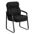 thumbnail image 2 of Emma + Oliver Black Microfiber Side Chair with Lumbar Support and Sled Base, 2 of 6