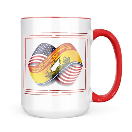 

Neonblond Infinity Flags USA and New Brunswick region Canada Mug gift for Coffee Tea lovers